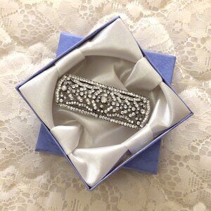 NWOT Elegant Design Vintage Style Fashionable White Clear Crystal Scarf Brooch